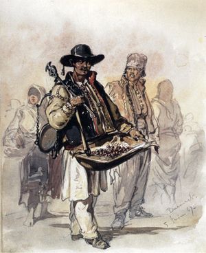 아마데오 프레지오시의 부쿠레슈티의 체리 행상인, c. 1869