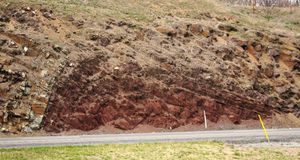 데본기 캣스킬 층의 배사, I-70, 펜실베이니아 풀턴 카운티