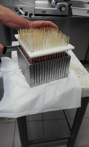 수작업으로 아로스티치니의 균일한 꼬치 만들기