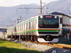 고텐바선에서 5량 편성으로 운용되는 근교형 차량 스커트 강화편성(고즈 소속)(2008년 12월 16일)