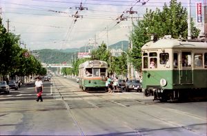 교토 시영 전철 6계통과의 교차 (1978년 9월)