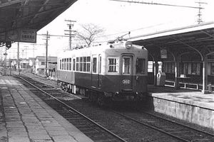 구 슈가쿠인역의 승강장과 전차 (1970년경)