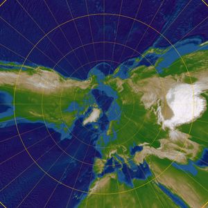 북극을 중심으로 한 심사도법