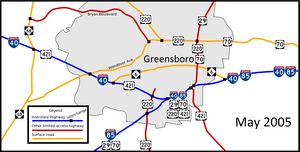 그린즈버러 지역의 도로