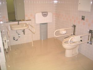 공간이 넓은 화장실의 예