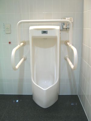 손잡이 부착 소변기의 예