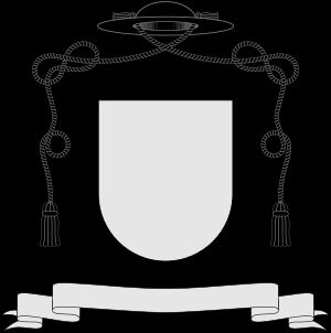 성직자의 모자. 끈의 색과 매듭의 수로 소유자의 계급을 알 수 있다. (문장은 공백)