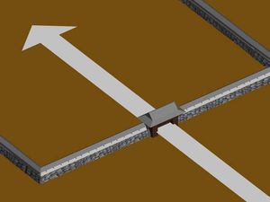 히라이리 고구치. 화살표는 공격자의 진로를 나타낸다.