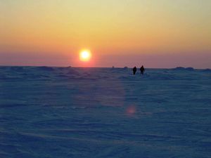 북극 현장에서 벤 브라우더와 아만다 태핑