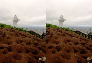 콜로니의 입체 사진(교차 시) - 덴푸리섬의 아카이와자키 등대