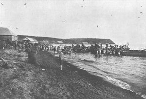 코르사코프(당시 지명은 포로안토마리)에 상륙하는 일본군