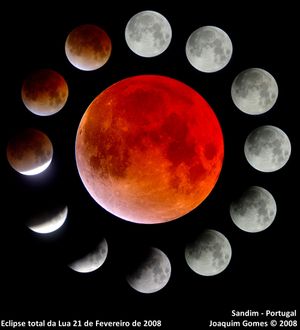 포르투갈 샌딤에서 관측된 월식.