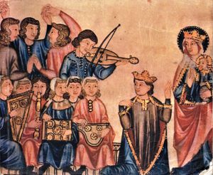 스페인. 칸티가스 데 산타 마리아, Códice Rico에 나오는 세 가지 형태의 솔터리(하단 줄).