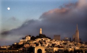 샌프란시스코만의 배에서 바라본 텔레그래프 힐의 모습