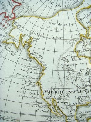 1792년 프랑스 세계 지도에 표시된 부상("Fousang des Chinois"), 현재의 브리티시 컬럼비아 지역.