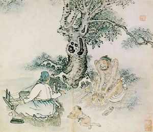 〈수하일가도〉(樹下一家圖), 나무 아래 가족