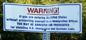 포인트 로버츠의 캐나다와 미국의 국제 경계선 표지