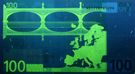 형광등(UV-A) 아래의 100유로 지폐 (뒷면)
