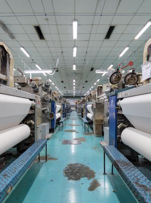 마닐라 삼 직물을 가공하는 직기