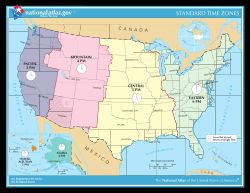 가장 오른쪽의 연한 하늘색 부분이 동부 표준시 지역