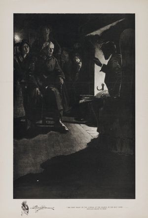 "다음날 밤, 벽난로 모서리에, 가장 좋은 의자에… 더글라스가 읽기 시작했다"