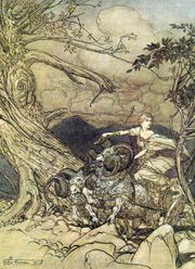 아서 래컴이 그린, 바그너의 악극 『발퀴레』에서의 프릭카(프리그에 해당).