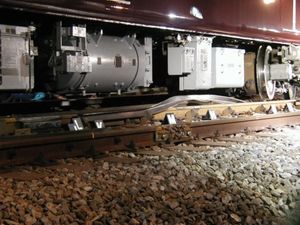 2008년 9월 20일에 탈선한 열차의 대차부 모습