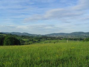 베스니츠 계곡에서 본 린덴펠스(왼쪽). 배경 중앙 오른쪽에는 라이헨베르크 성이, 왼쪽 사진 여백에는 노이킨허 호헤 산이 보인다.