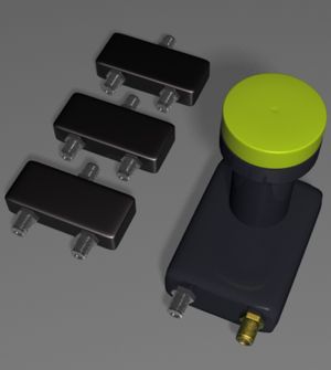 여러 튜너를 데이지 체인 방식으로 연결하기 위한 3개의 SCR 탭이 있는 SCR LNB