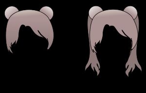 왼쪽은 "오당고" 헤어스타일, 오른쪽은 "양갈래 오당고" 헤어스타일이다.