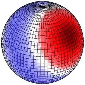  A. 달의 중력 위치: 북반구 상공에서 바라본 달이 북위 30°(또는 남위 30°)에 직접 위치한 모습을 묘사한다.