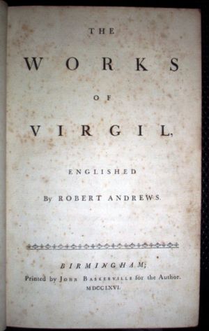 로버트 앤드루스의 1766년 베르길리우스 영어 번역본