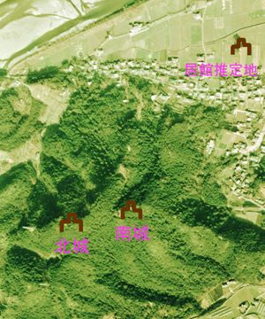 이치노미야성(一宮城)과 주변 지역 항공 사진. 국토교통성 국토지리원 [https://mapps.gsi.go.jp/ 지도・항공 사진 열람 서비스] 제공.