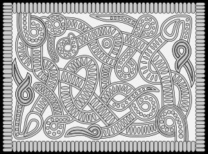 서튼후 투구의 디자인 4를 그린 흑백 그림