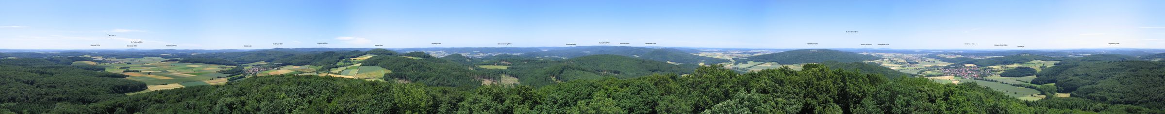 림베르크에서 바라본 파노라마, 로타르 산맥과 서부 헤세 고지의 경계