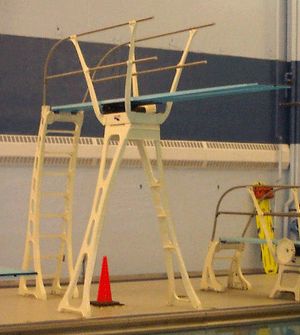 3m 스프링보드 (전체 보기)와 1m 스프링보드 (부분적으로 보이지 않음)