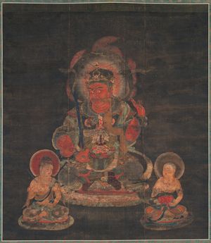 금강승 전통의 십이천(Twelve Devas) 중 하나로서 묘사된 라크샤사 그림. 일본, 헤이안 시대, 1127년