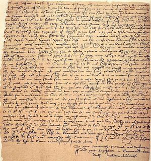 1613년 12월 1일 일본 히라도에서 윌리엄 애덤스가 런던의 영국 동인도 회사에 쓴 편지 발췌문. 영국 도서관.