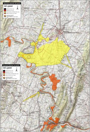 윌리엄스포트 전투의 핵심 지역 및 연구 구역, 미국 전장 보호 프로그램(ABPP) 제공.