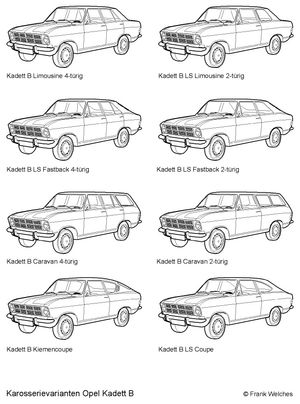 카데트 B의 차체 바리에이션
