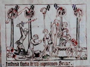 브레시아 포위 중 구엘프와 기벨린 지도자 테오발도 브루사티의 고문과 처형