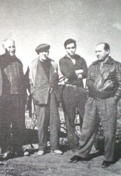 아르헨티나 예술가들이 리오 혼도 온천에서 휴식을 취하고 있다., 1958년.