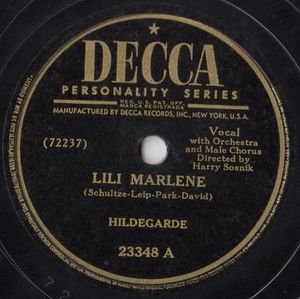 마를레네 디트리히의 1945년 싱글 "Lili Marlene" 커버