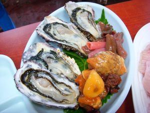 생 굴과 멍게 회