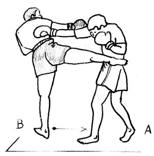 반격 시 미들킥을 하는 모습