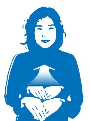 여성어 "사양하다": 양손을 움츠리는 동작. 손이 상하로 겹쳐져 있다.