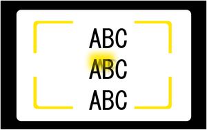 허상식 거리계 연동 카메라의 시야 모식도 - 이중상의 경계가 흐릿하다