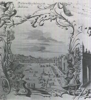 부왕 마누엘 데 아마트 이 후니엔트 시대(1772-1776)의 리마 본 광장과 부왕궁