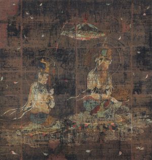 나라 홋케지 소장 "아미타 삼존 및 동자상" 중 관음·세지보살상 (왼쪽이 세지보살)