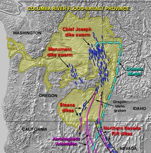 콜롬비아 강 현무암 지대는 태평양 북서부 내륙의 광대한 지역을 덮고 있다.